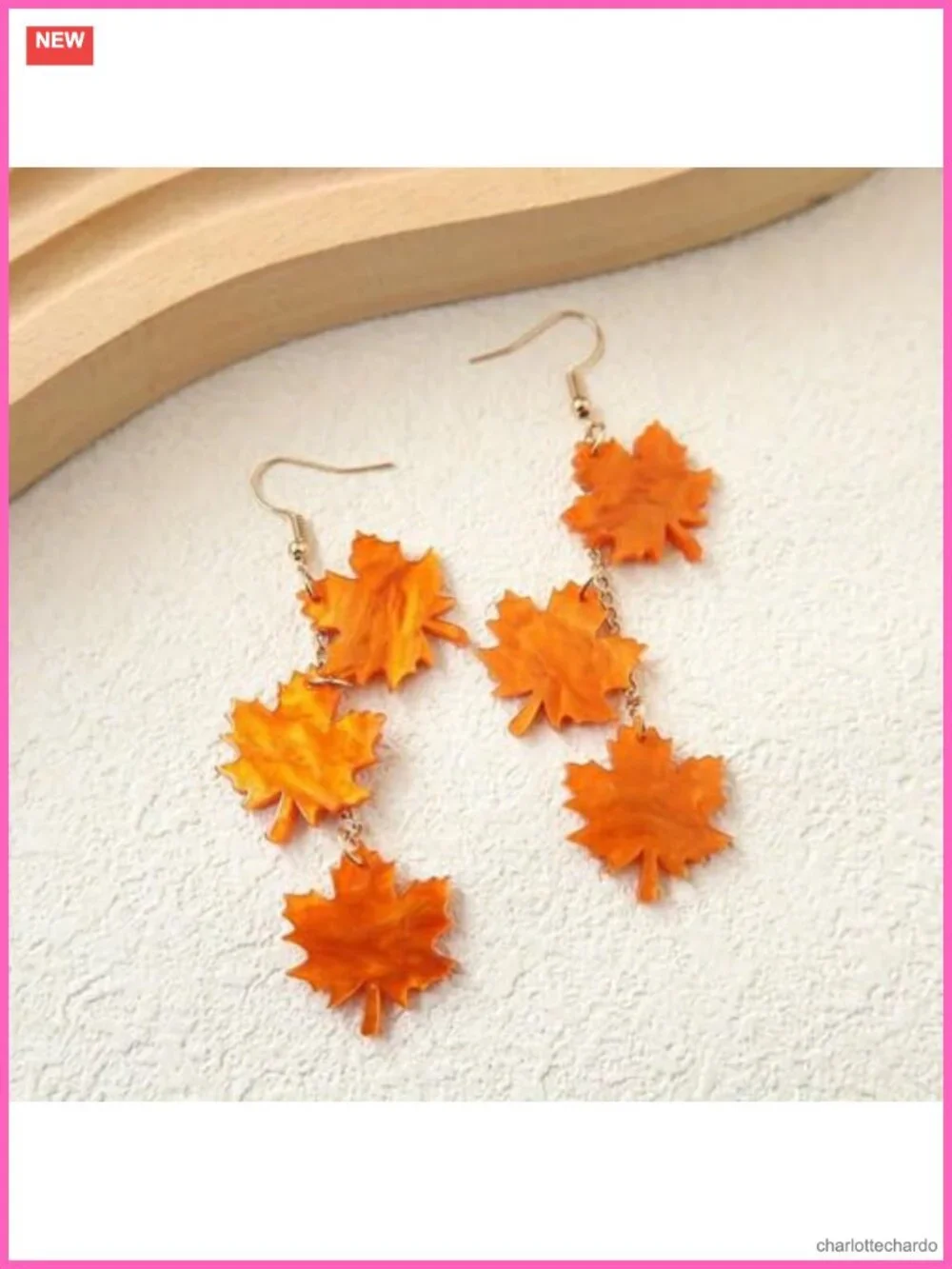 Acrylic Maple Leaf Tassel Drop Dangle Earrings